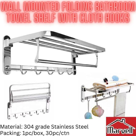 Wall Mounted Bathroom Towel Shelf With Cloth Hanging Shelf