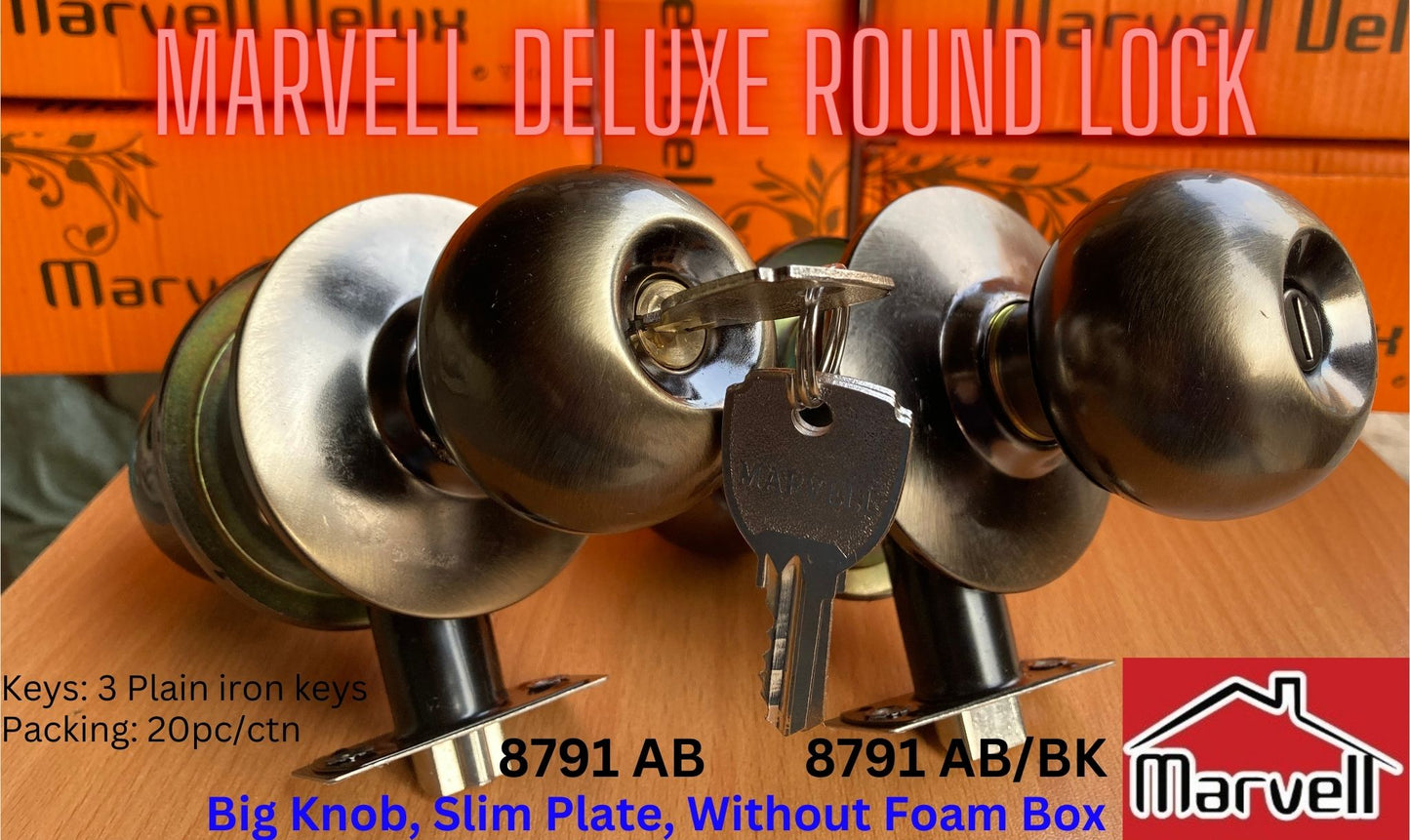Marvell Deluxe Round Lock - Entrance & Bathroom Knob