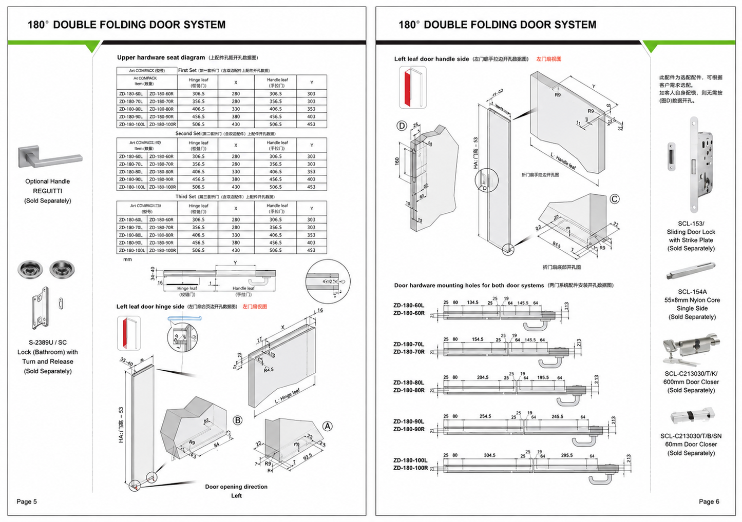 180° 304 Stainless Steel Bi-Folding Door Fitting — Marvell