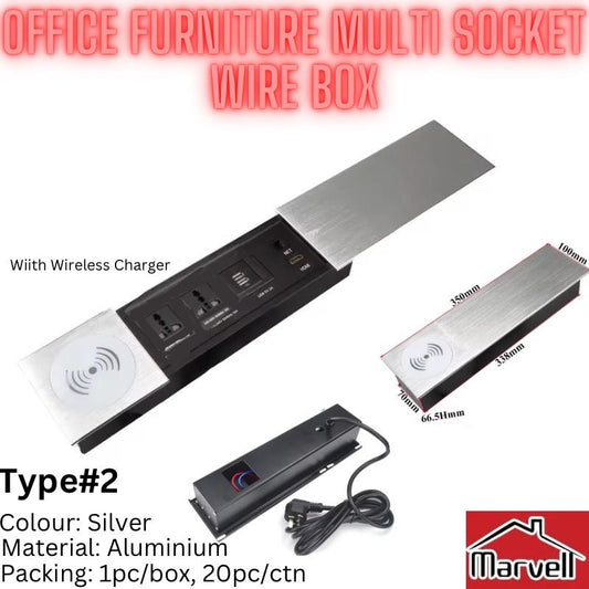 Marvell Office Furniture Multi Socket Wire Box with Wireless Charger Type#3