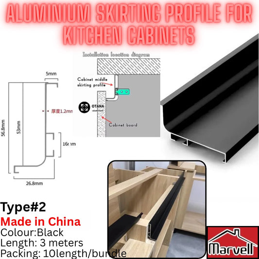 Aluminum Skirting L-Profile For Kitchen Cabinets Type#2