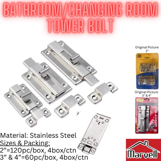 Stainless Steel Changing Room/Bathroom Door Tower Bolt