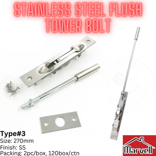 Stainless Steel Flush Tower Bolt Type#2