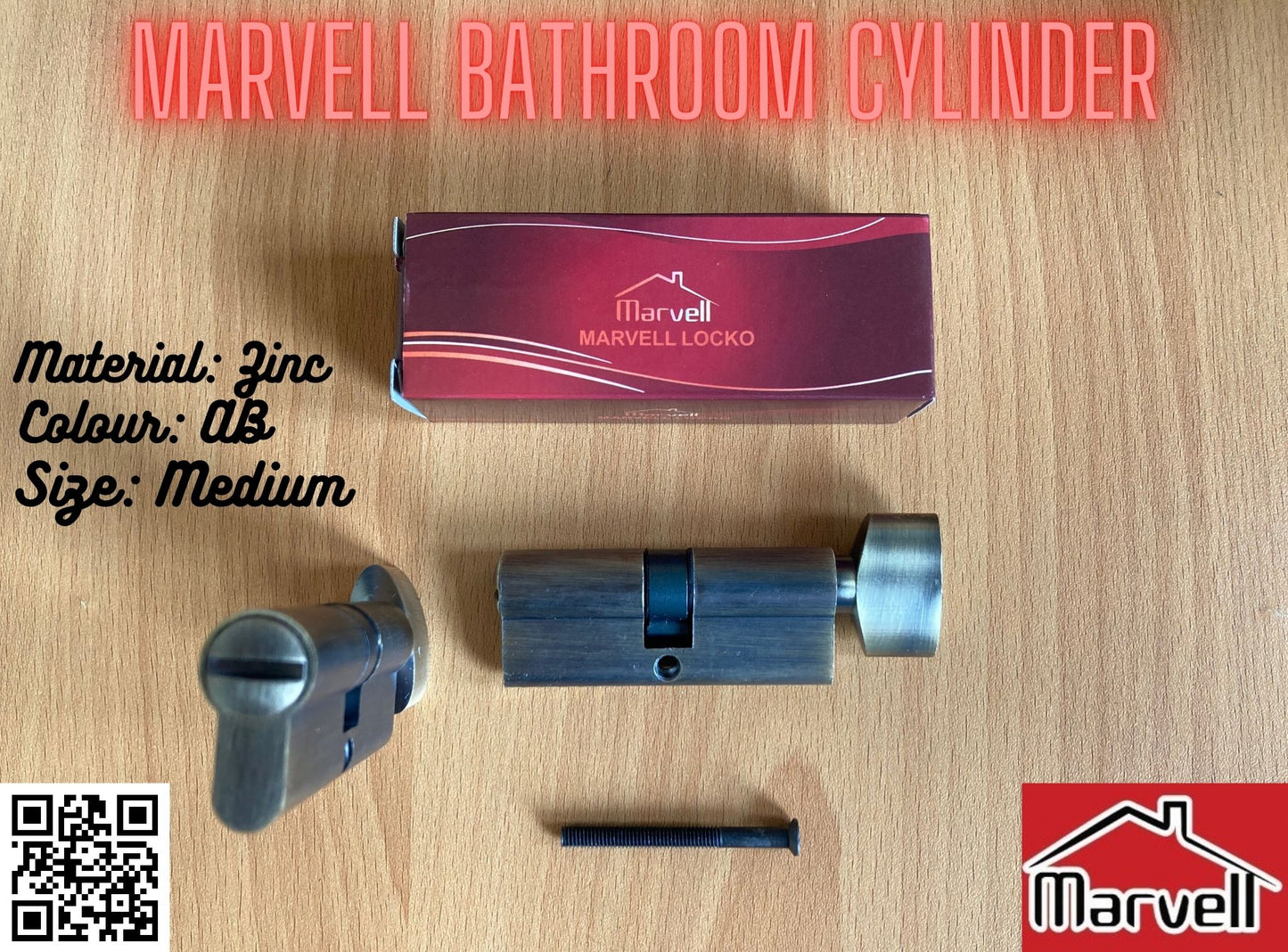 Marvell Bathroom Zinc Cylinder For Medium Lock Body in AB colour