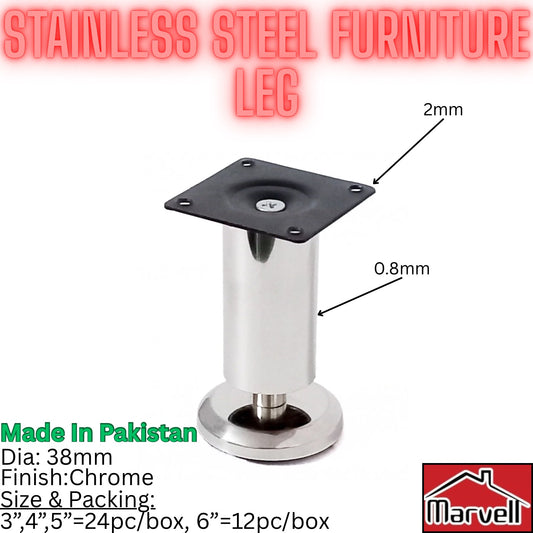 Stainless Steel Furniture Leg 38mm Round Pipe