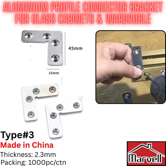 L-Shaped Aluminium Frame Connector Bracket Type 3 – 45mm Heavy Duty Corner Plate