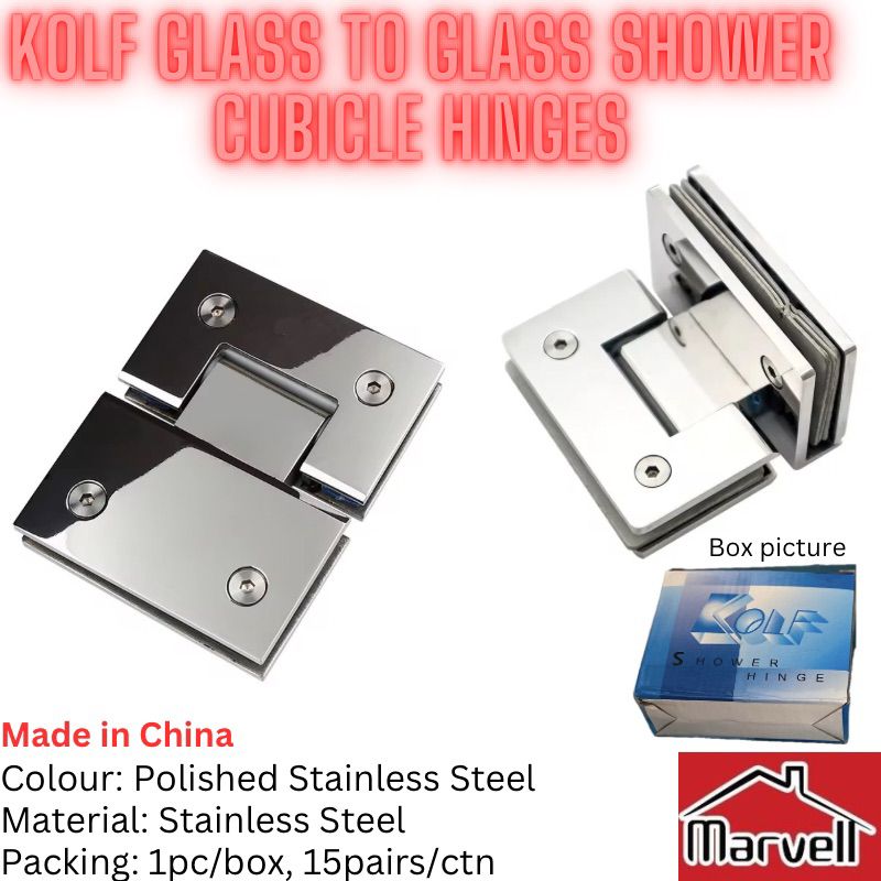 KOLF Stainless Steel Glass to Glass Shower Cubicle Hinge