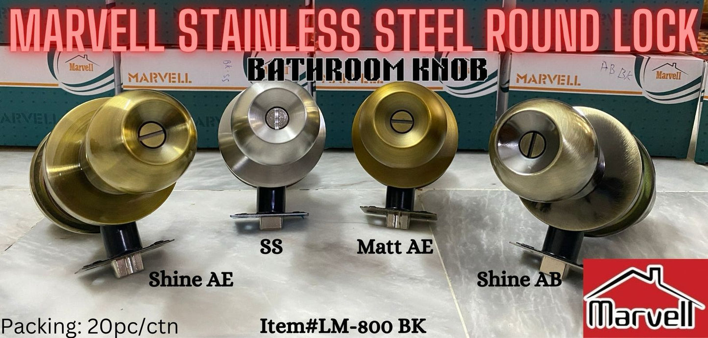 Marvell Round Lock Stainless Steel 800 series - Entrance & Bathroom Knob