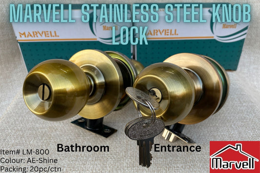 Marvell Round Lock Stainless Steel 800 series - Entrance & Bathroom Knob