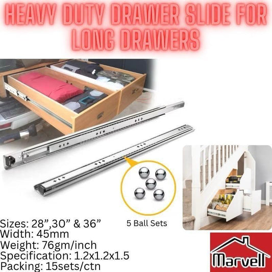 Marvell Heavy Duty Drawer Slide For Long Drawers 76gm/inch