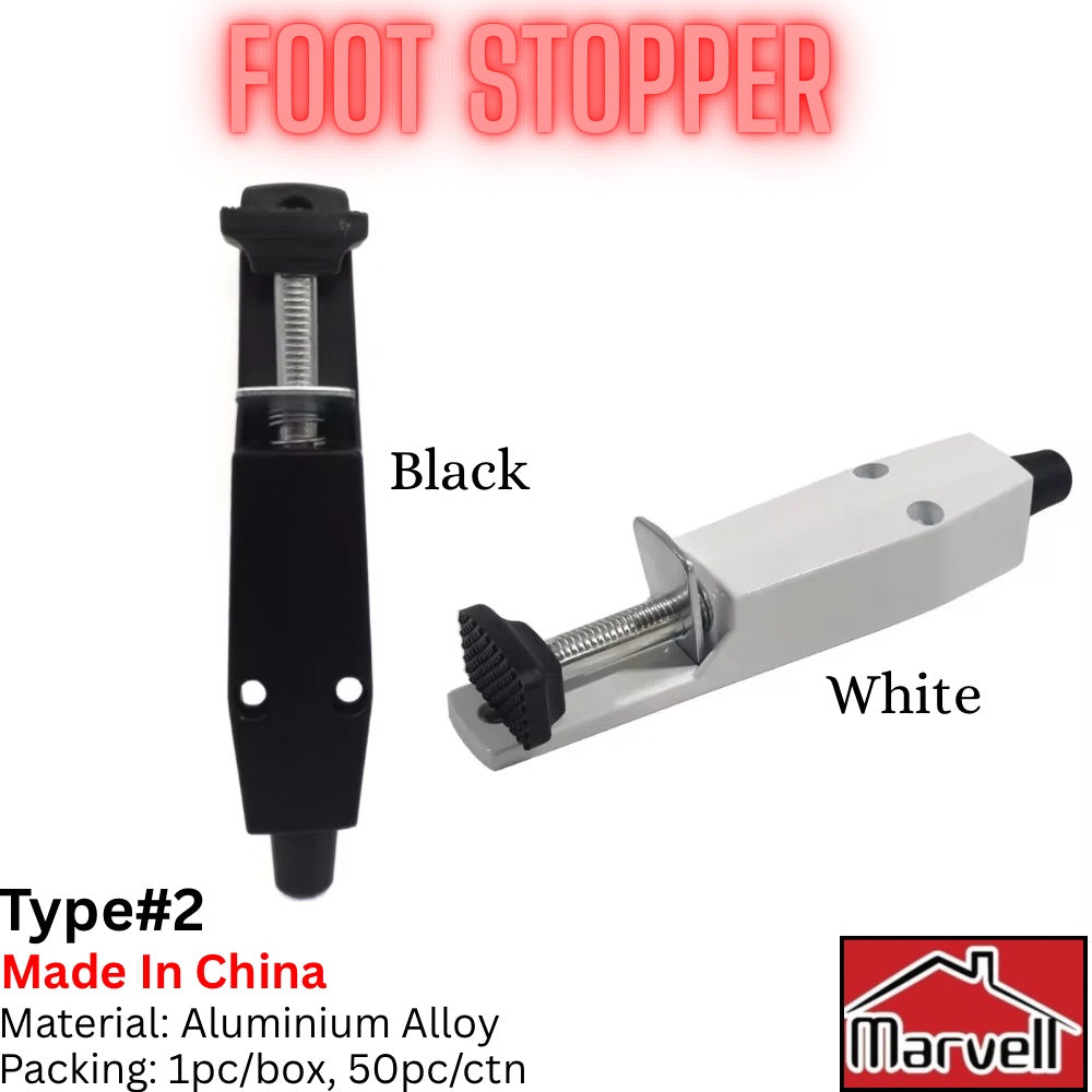 Aluminium alloy adjustable foot door stopper type 2 heavy duty door stop in black and white finish
