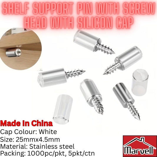 Metal Shelf Support Screw Pin With PVC Cap