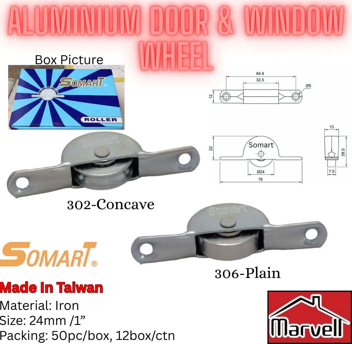 Somart Sliding Wheel 1”