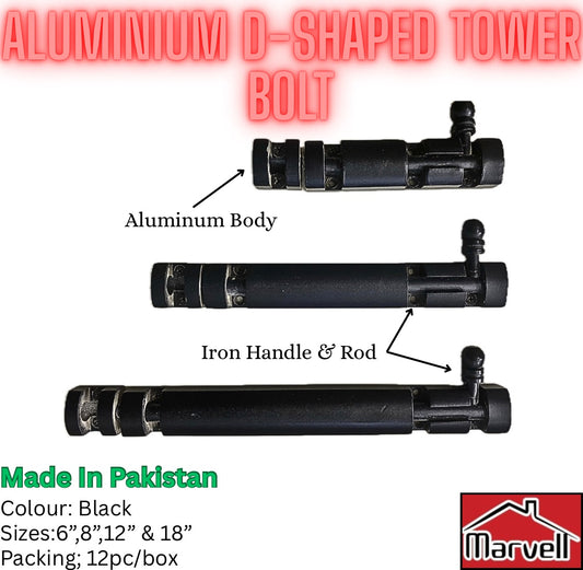 Aluminium D-Shaped Tower Bolt