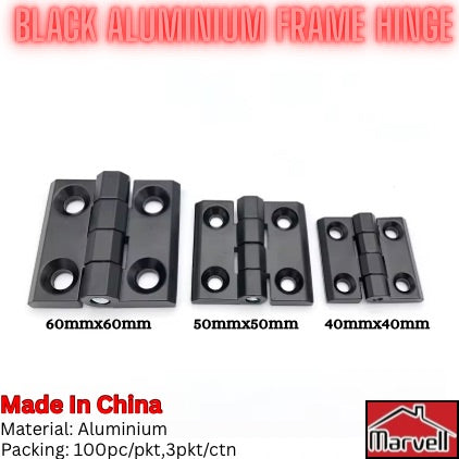 Black Aluminium Frame Hinge – 40 × 40 mm, 50 × 50 mm & 60 x 60 mm