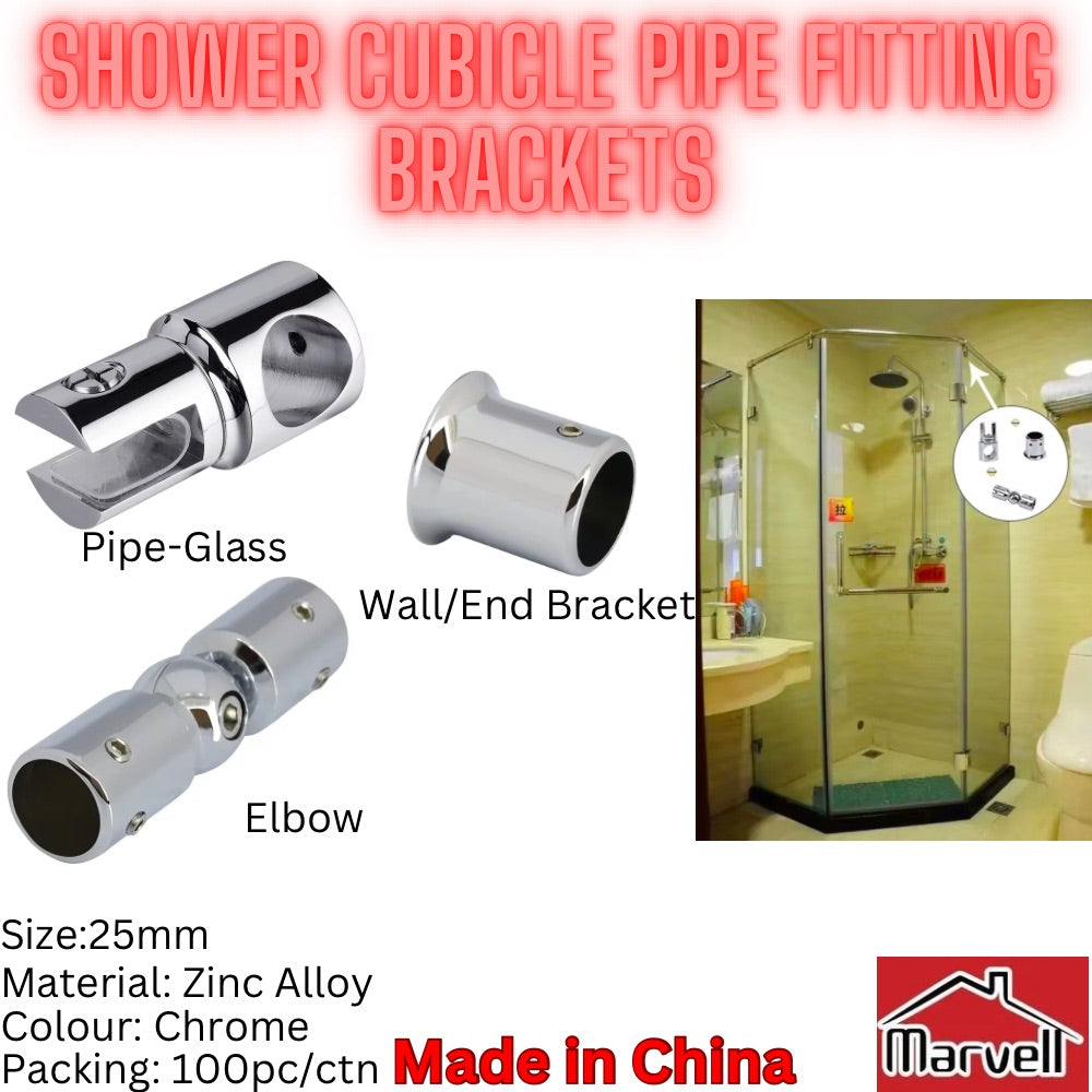 Shower Cubicle Pipe Fitting Glass Bracket