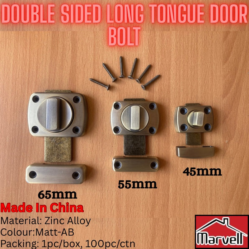 Double Sided Long Tongue Door Bolt