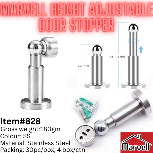 Marvell height adjustable stainless steel magnetic door stopper Item 828 with screw fittings and SS finish
Door Stopper In Karachi