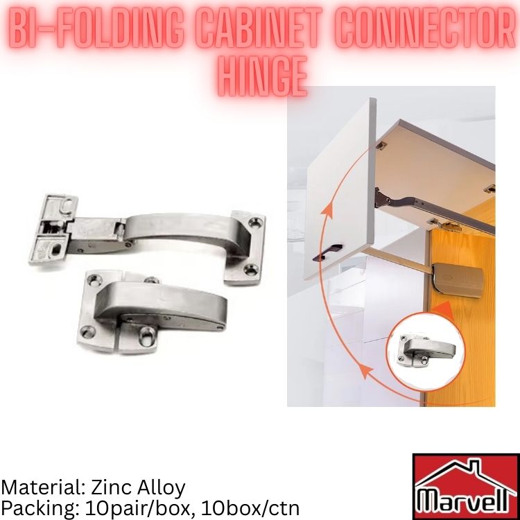 Bi-Folding Cabinet Connector Hinge – Heavy Duty Zinc Alloy Folding Hinge for Double Door Cabinets | Marvell