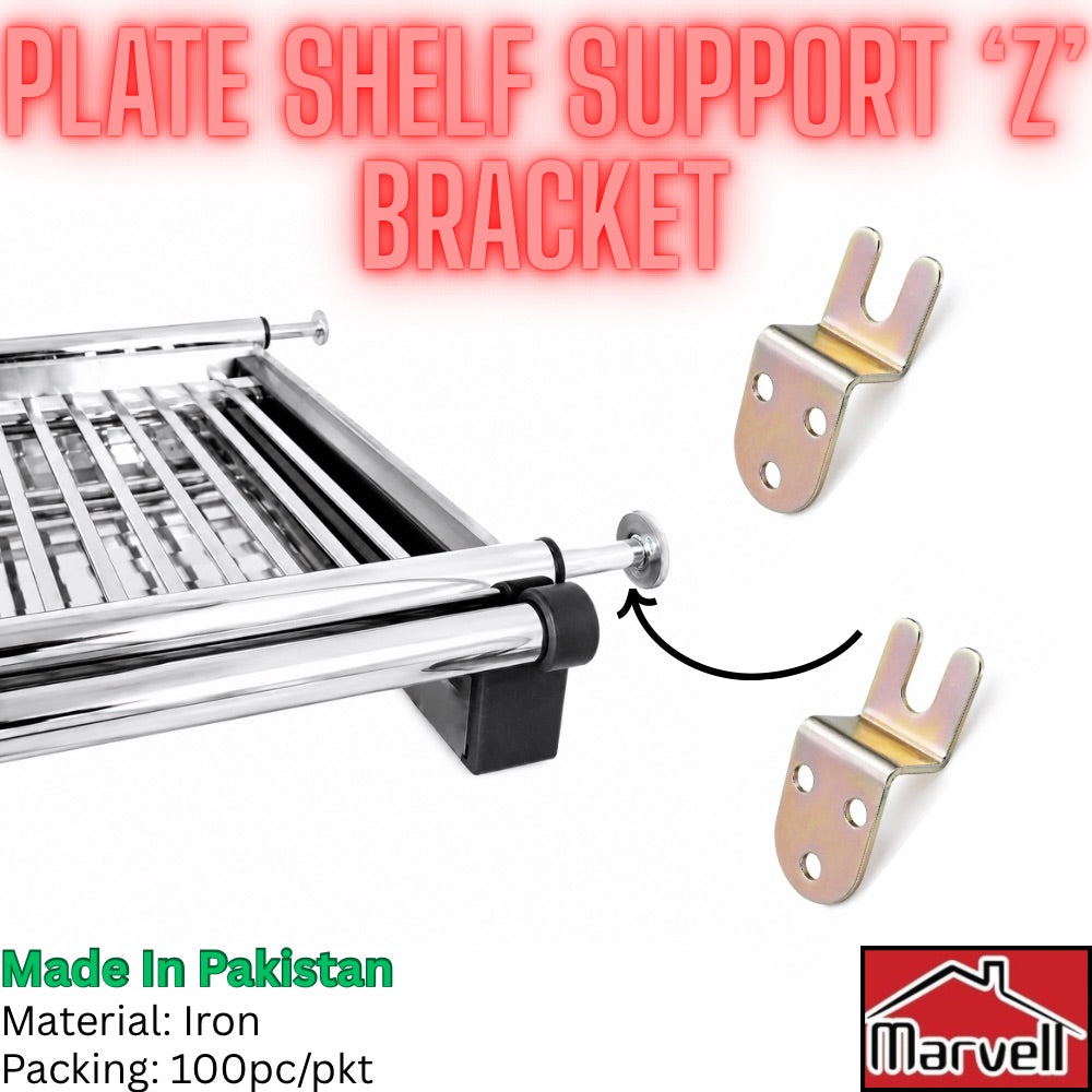 Marvell Z Bracket Plate Shelf Support Bracket | Plate Rack Hanging Bracket Pakistan