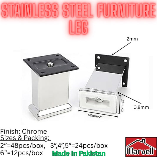 Stainless Steel Furniture Leg 1”x2”