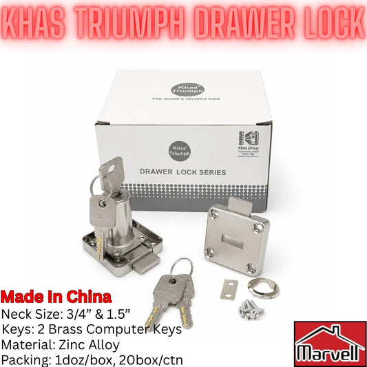 KHAS TRIUMPH Drawer Lock – Zinc Alloy Lock with 2 Brass Computer Keys