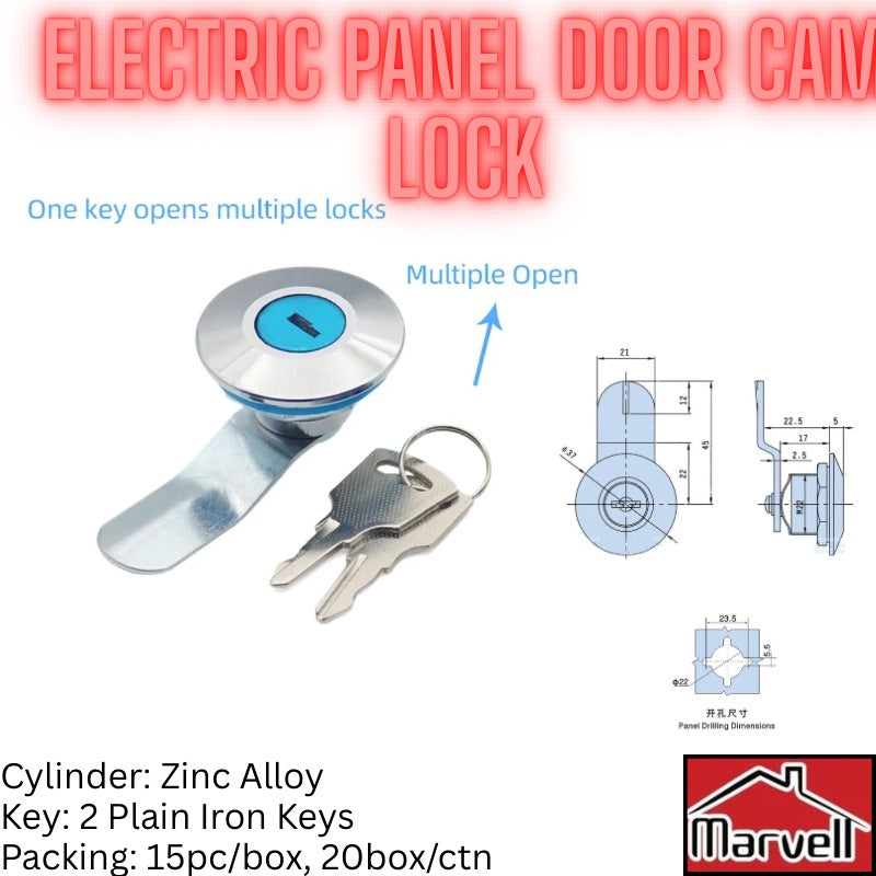 Electric Panel Door Cam Lock | Zinc Alloy Cabinet & Control Panel Lock with Master Key