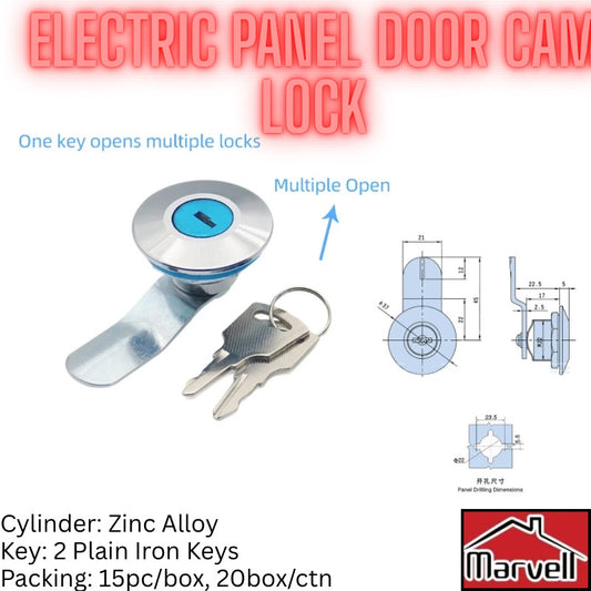 Electric Panel Door Cam Lock | Zinc Alloy Cabinet & Control Panel Lock with Master Key