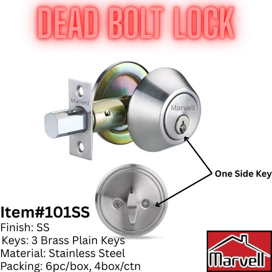 Marvell Stainless Steel Dead Bolt Lock With 3 Brass Keys