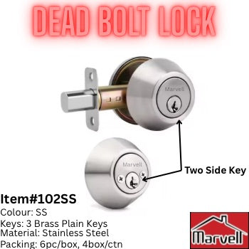Marvell Stainless Steel Dead Bolt Lock With 3 Brass Keys