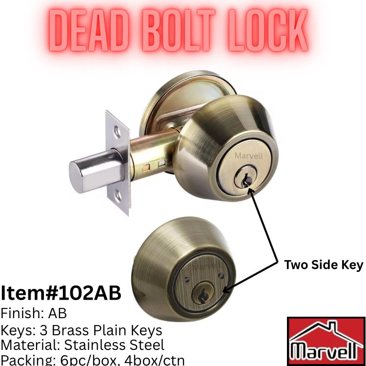 Marvell Stainless Steel Dead Bolt Lock With 3 Brass Keys