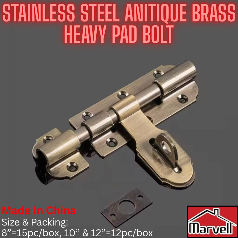 Stainless Steel AB Heavy Pad Bolt 8”,10” & 12”
