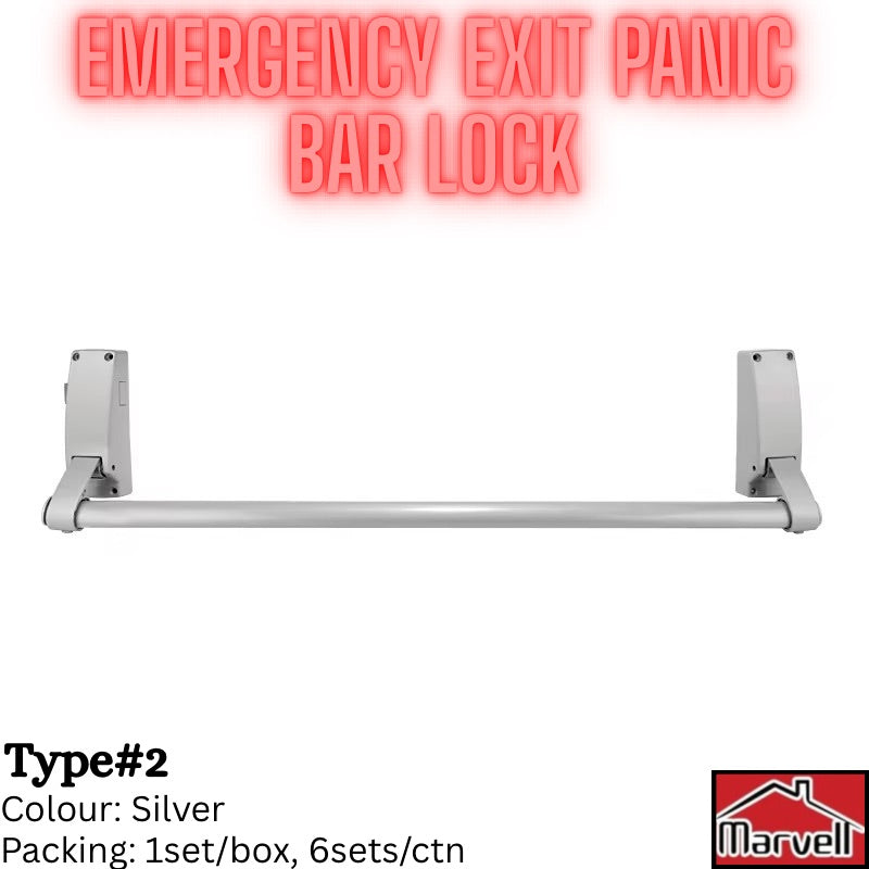 Emergency exit panic bar Type #2 in silver for emergency exit doors